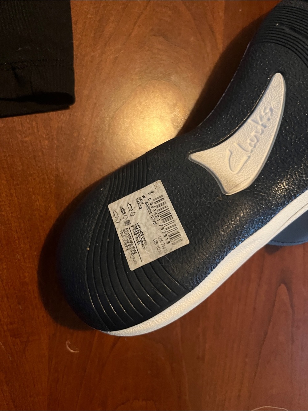 Clarks Cloudsteppers Navy and White Women's Slide Sandals - Picture 2 of 4